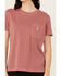 Image #3 - Carhartt Women's Re-Engineered Relaxed Fit Midweight Short Sleeve Pocket Work Tee, Maroon, hi-res