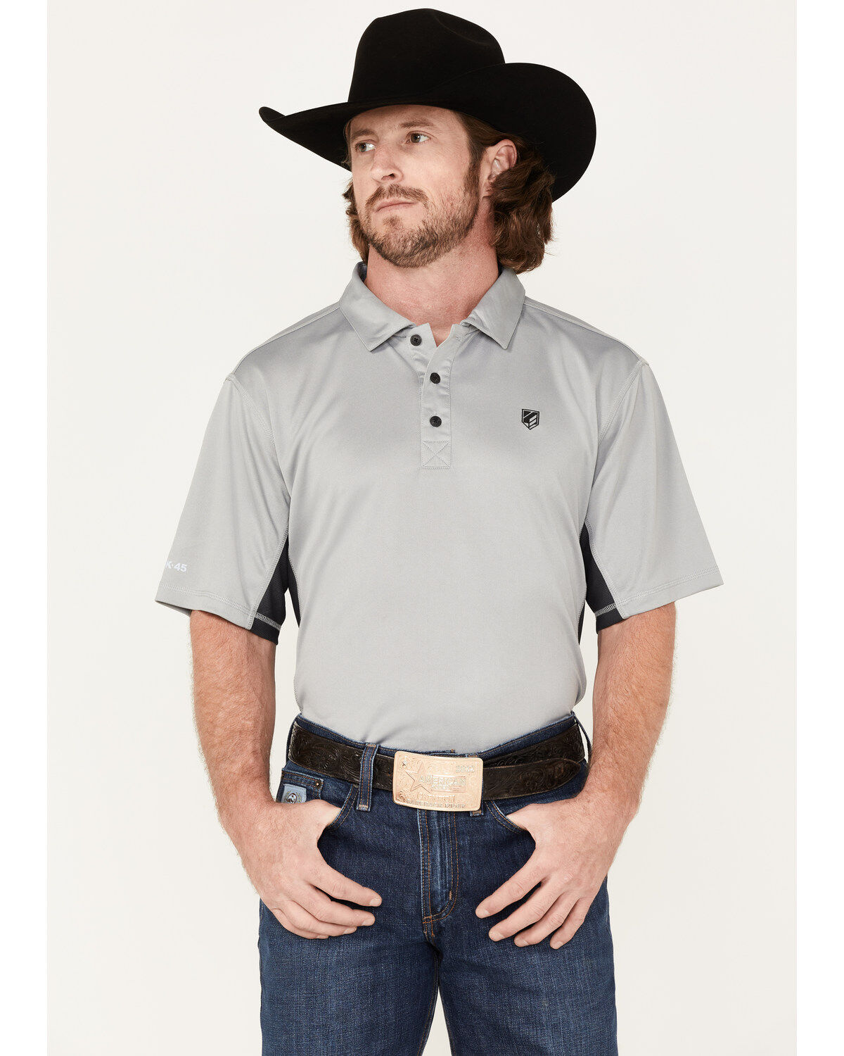 Image #1 - RANK 45® Men's Solid Renegade Performance Short Sleeve Polo Shirt, Charcoal, hi-res