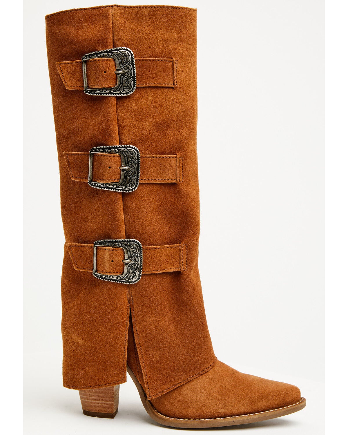 Image #2 - Dingo Women's Buckle Bunny Tall Western Boots - Round Toe, Camel, hi-res