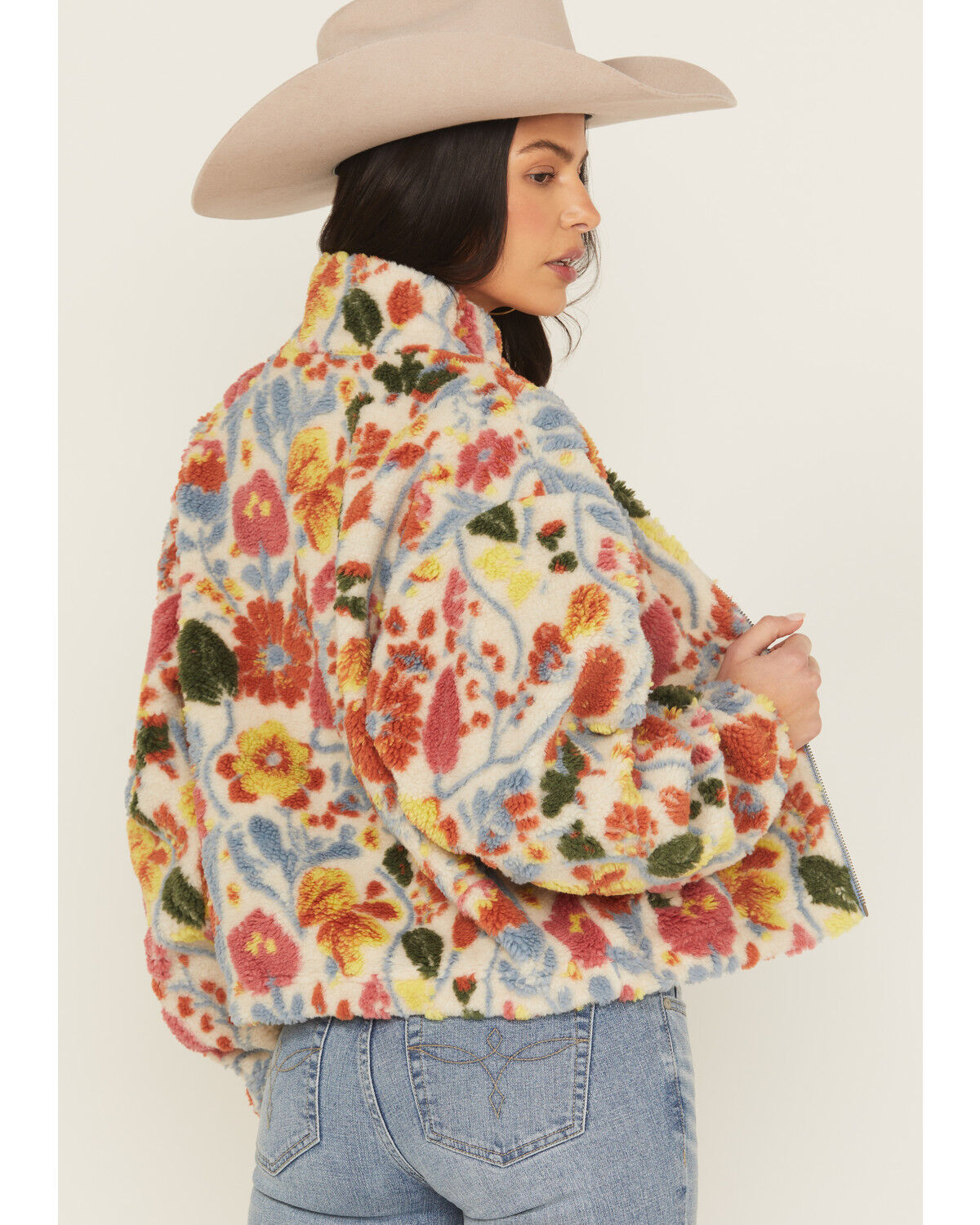 Image #4 - Cleo + Wolf Women's Floral Sherpa Jacket, Sand, hi-res