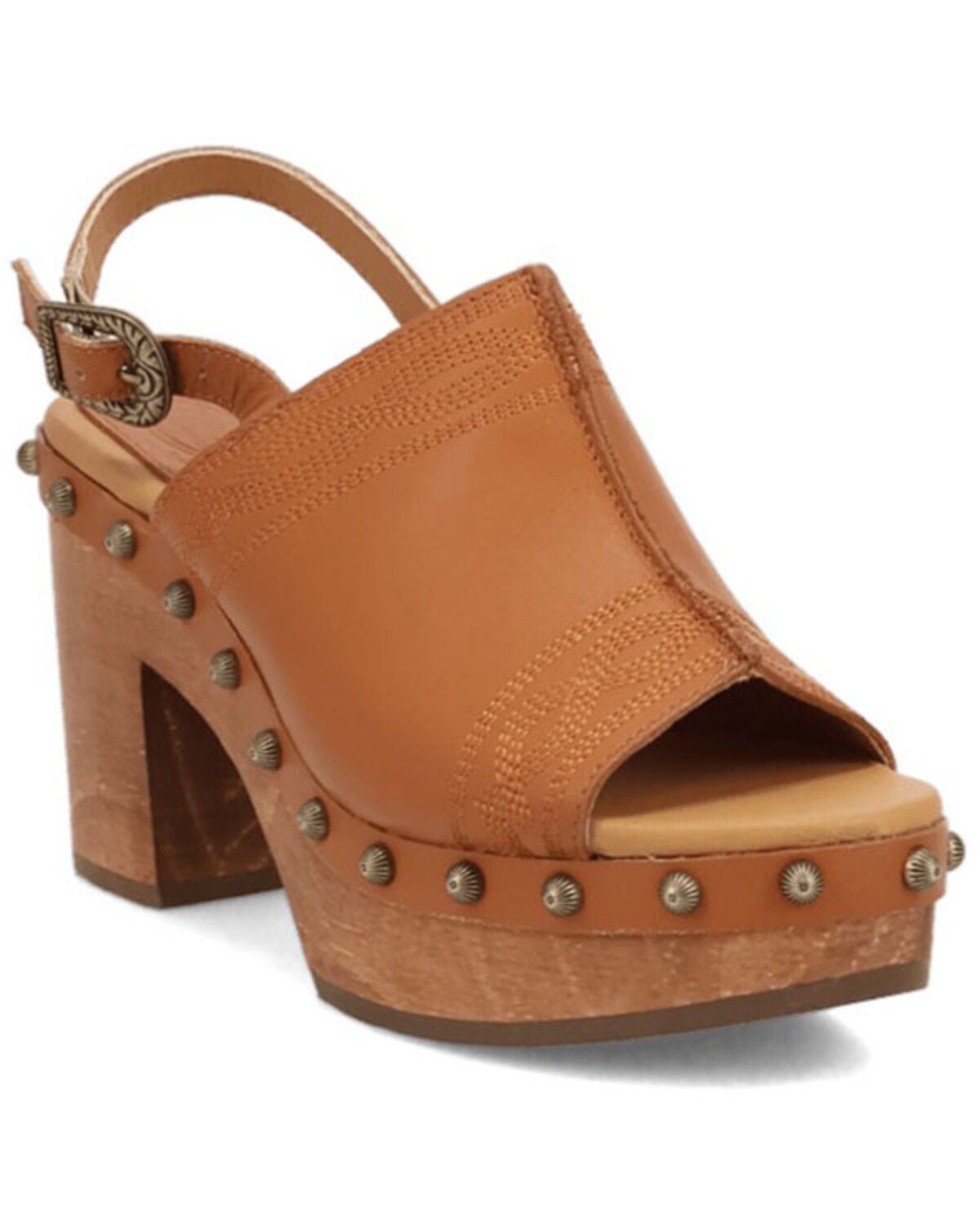 Dingo Women's Clover Wooden Sandals, Brown, hi-res