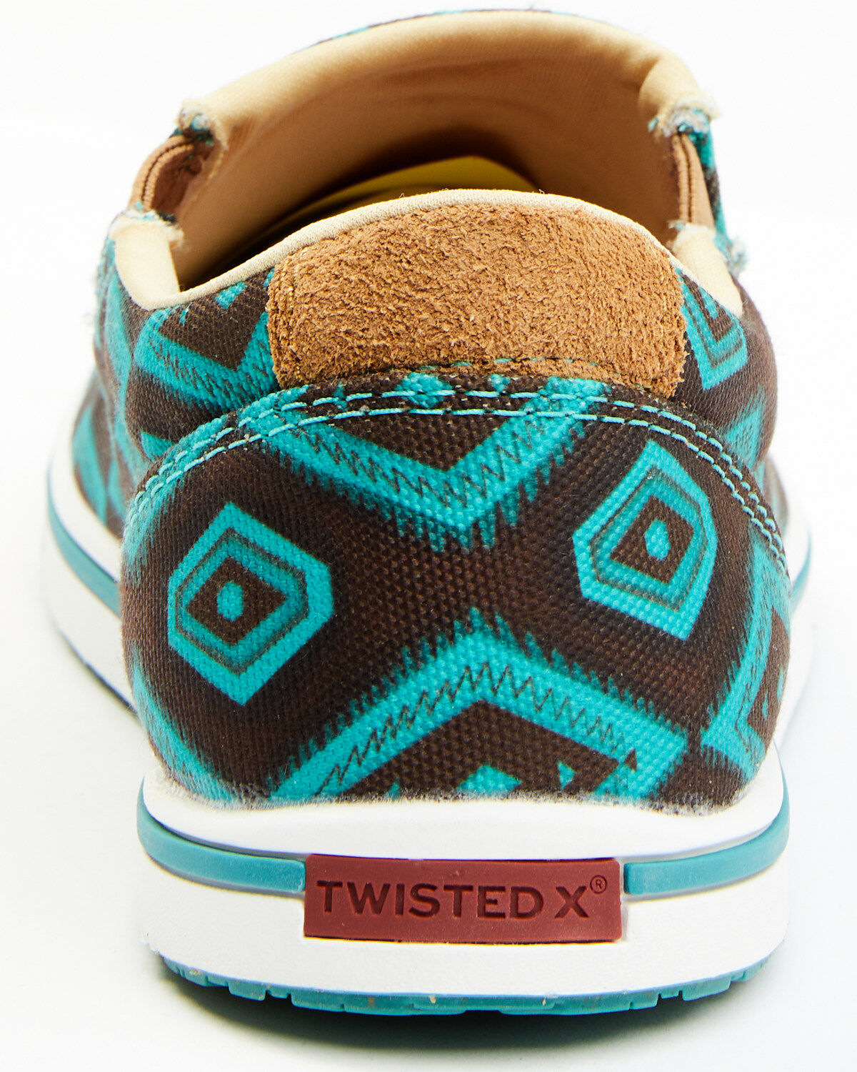 Image #5 - Twisted X Women's Southwestern Pattern Casual Kicks Slip-On Shoes - Moc Toe, Chocolate/turquoise, hi-res