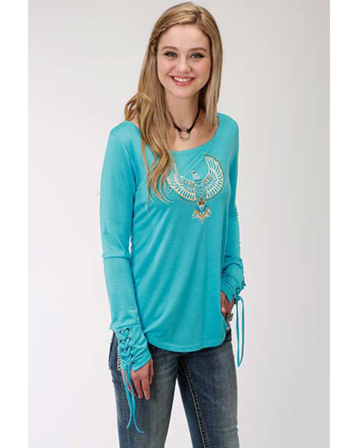 Image #1 - Roper Women's Eagle Graphic Long Sleeve Top, , hi-res