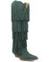 Image #1 - Dingo Women's Wild Child Suede Fringe Tall Western Boots - Snip Toe, Green, hi-res