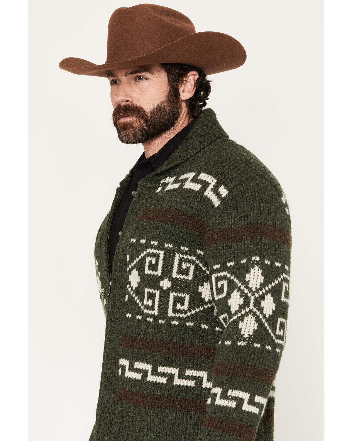 Image #2 - Pendleton Men's Westerley Zip Sweater, Dark Green, hi-res