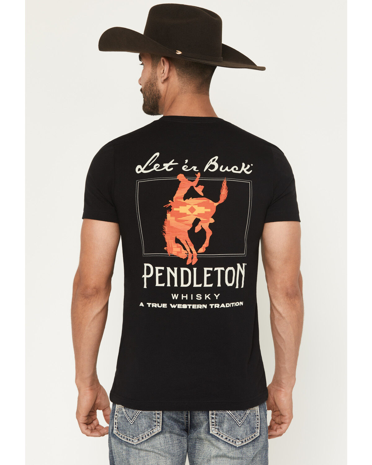 Image #1 - Pendleton Men's Whisky Let'er Buck Short Sleeve Graphic T-Shirt, Black, hi-res