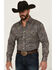 Image #1 - Rough Stock by Panhandle Men's Paisley Print Long Sleeve Pearl Snap Stretch Western Shirt, Purple, hi-res