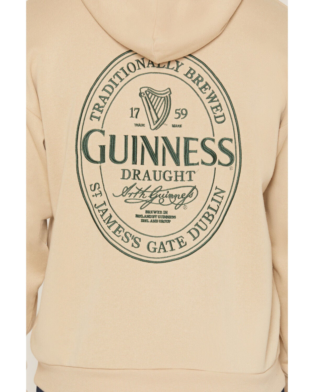 Image #4 - Guinness Men's Boot Barn Exclusive Embroidered Logo Hooded Sweatshirt, Sand, hi-res