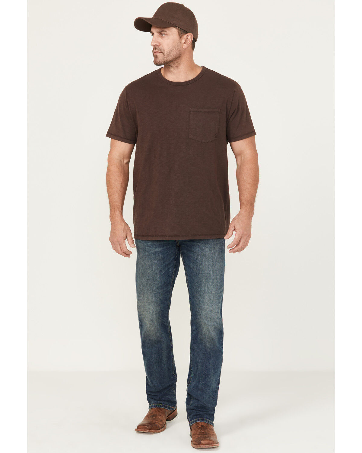 Image #1 - Brothers and Sons Men's Charger Wash Tucker Slim Straight Stretch Denim Jeans, Dark Wash, hi-res