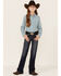 Roper Girls' Ice Crystal Geo Print Long Sleeve Snap Western Shirt , Blue, hi-res