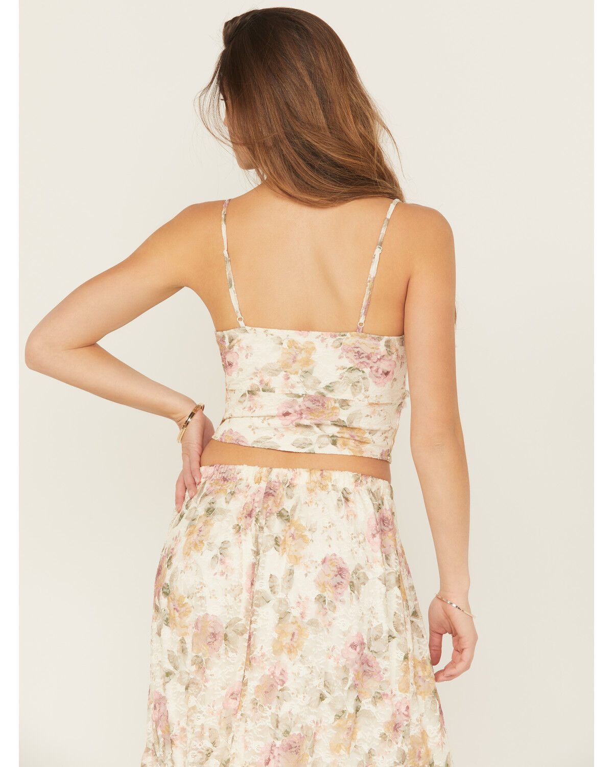 Product Name:  Originality Women's Floral Print Lace Sleeveless Cropped Tank Top