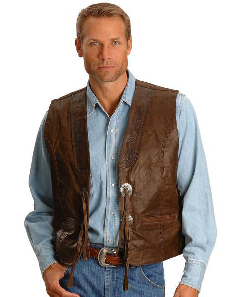 Image #1 - Kobler Tooled Leather Vest, Acorn, hi-res