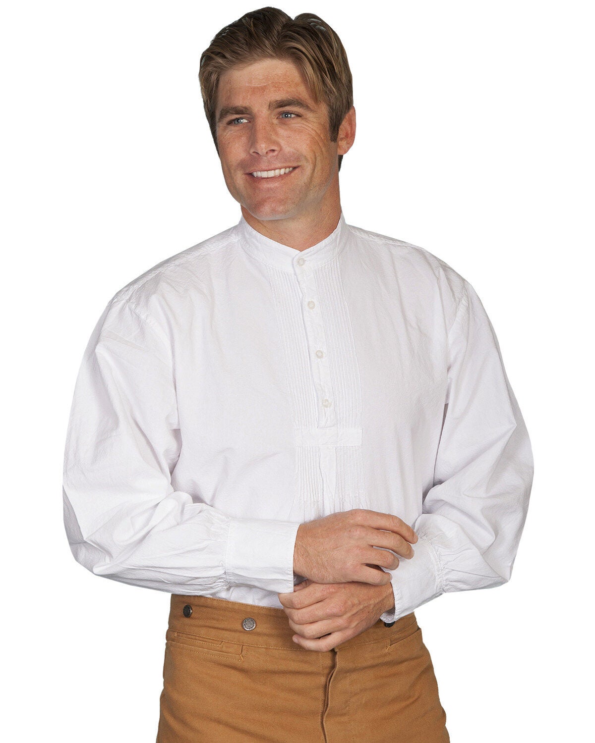 RangeWear by Scully Men's Pleated Front Pullover Western Shirt - Big & Tall, White, hi-res