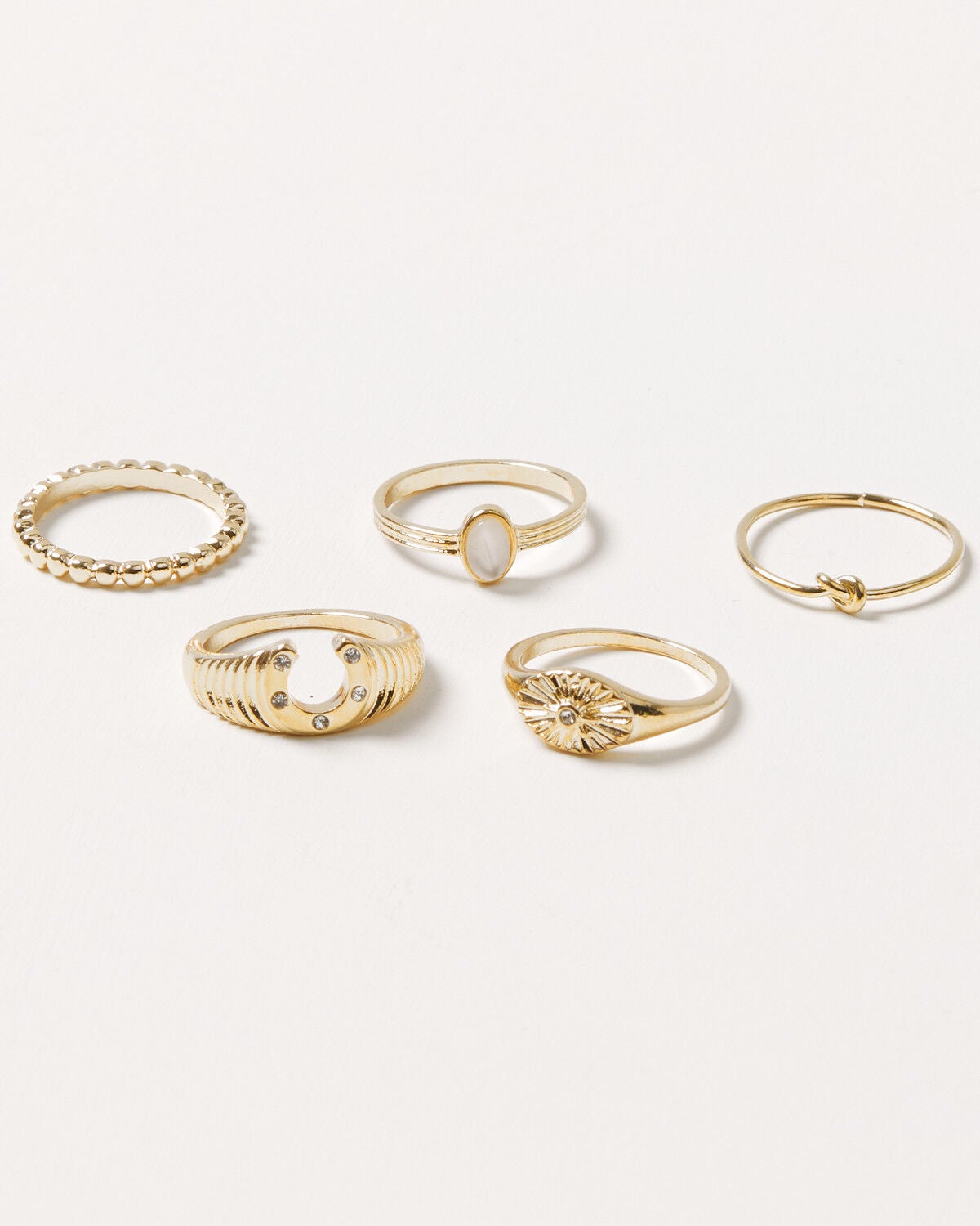 Image #1 - Shyanne Women's Knot Signet Ring Set - 5 Piece, Gold, hi-res