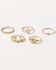 Image #1 - Shyanne Women's Knot Signet Ring Set - 5 Piece, Gold, hi-res
