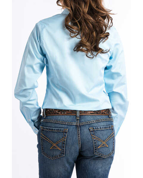 Image #3 - Cinch Women's Light Blue Stripe Long Sleeve Button Down Western Core Shirt , Light Blue, hi-res