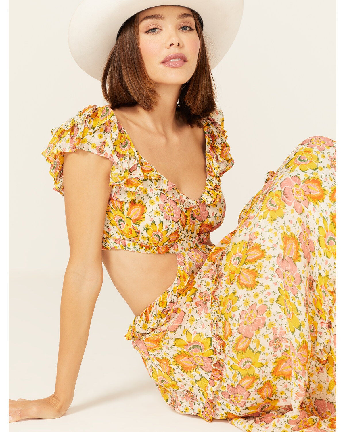 Cleobella Women's Floral Print Ruffle Clara Maxi Dress, Multi, hi-res