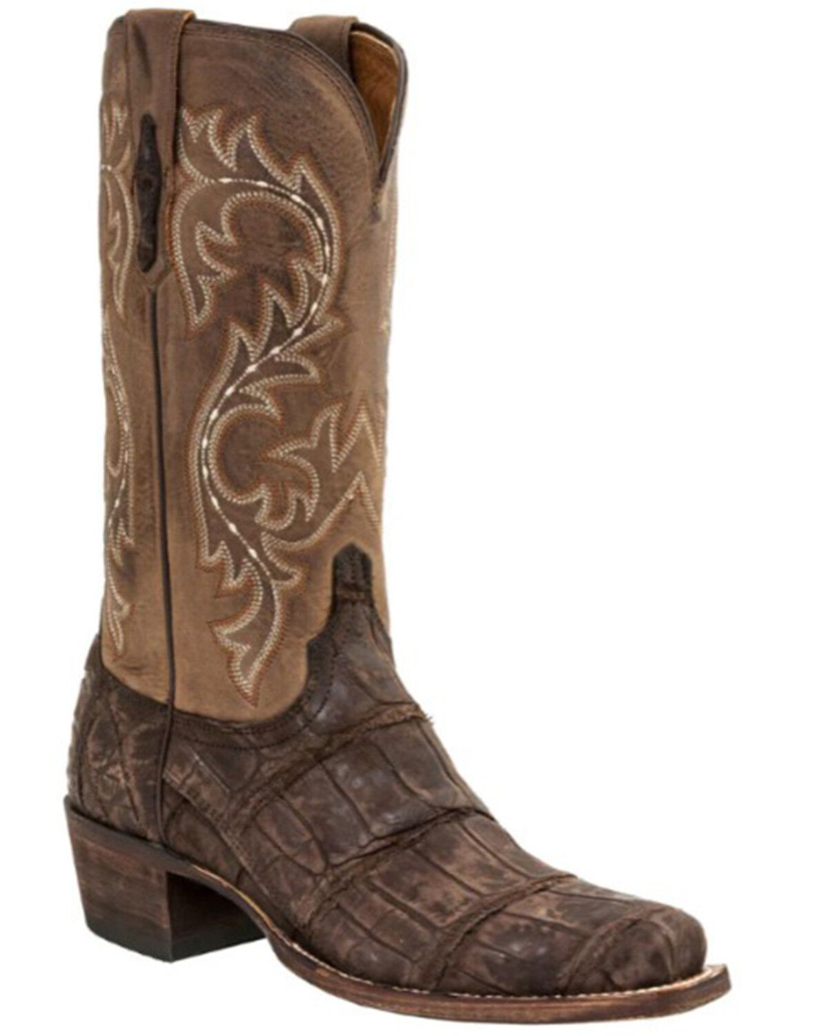 Image #1 - Lucchese Men's Handmade Burke Alligator Western Boots - Square Toe, Chocolate, hi-res