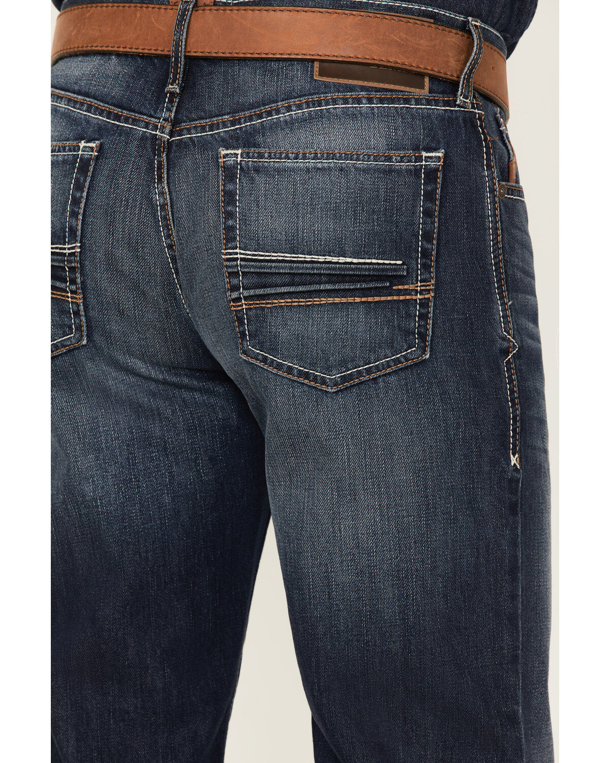 Image #4 - Ariat Men's Big Sur 3D Garby Dark Wash Relaxed Bootcut Jeans, Blue, hi-res