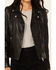 Mauritius Leather Women's Embellished Stars Leather Moto Jacket, Black, hi-res