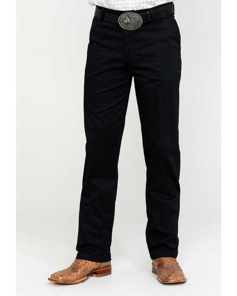 Wrangler Men's Casual Flat Front Western Pants , Black, hi-res