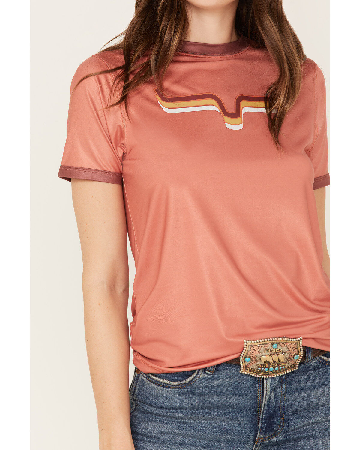 Image #3 - Kimes Ranch Women's Rhythm Ringer Performance Tech Tee, Orange, hi-res