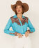 Ranch Dress'n Women's Solid Teal Tooled Yoke Long Sleeve Snap Western Core Shirt , Teal, hi-res