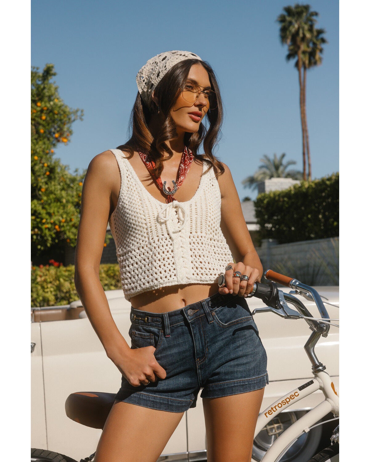 Idyllwind Women's Amelia Chain Fringe Bandana Necklace, Red, hi-res