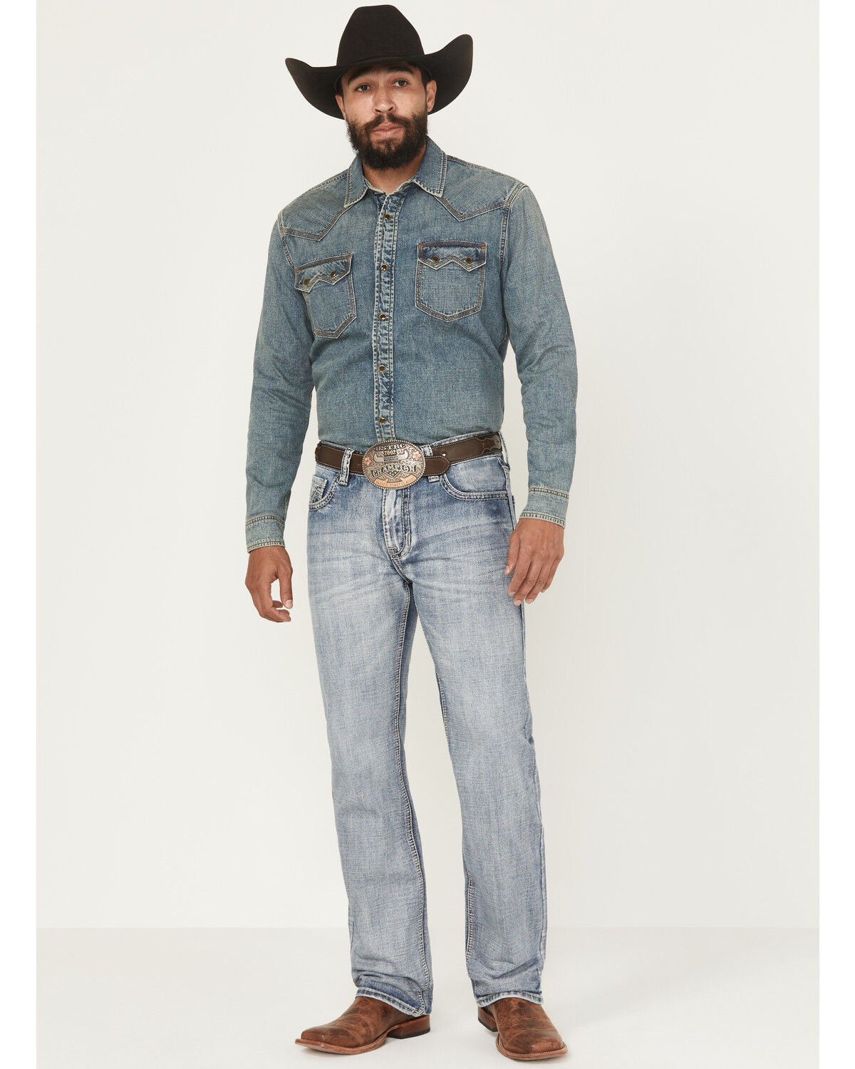 Rock & Roll Denim Men's Light Wash Double Barrel Relaxed Straight Denim Jeans, Light Wash, hi-res