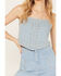 Understated Leather Women's Bluegrass Rhinestone Denim Crop Top, Blue, hi-res