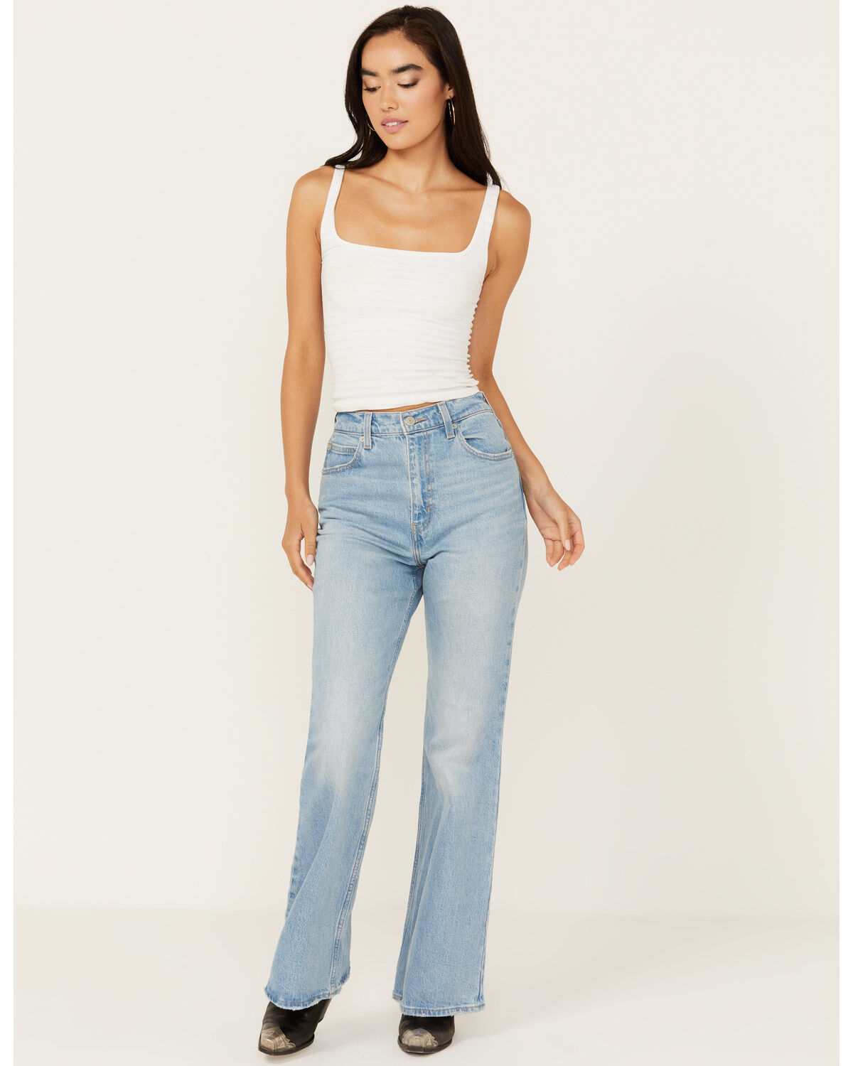 Image #1 - Levi's Premium Women's Light Wash 70s High Rise Stretch Flare Jeans, Light Wash, hi-res