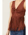 Image #3 - Idyllwind Women's Pennington Faux Suede Twisted Fringe Top, Mahogany, hi-res