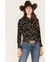 Rock & Roll Denim Women's Floral Print Western Snap Shirt, Charcoal, hi-res