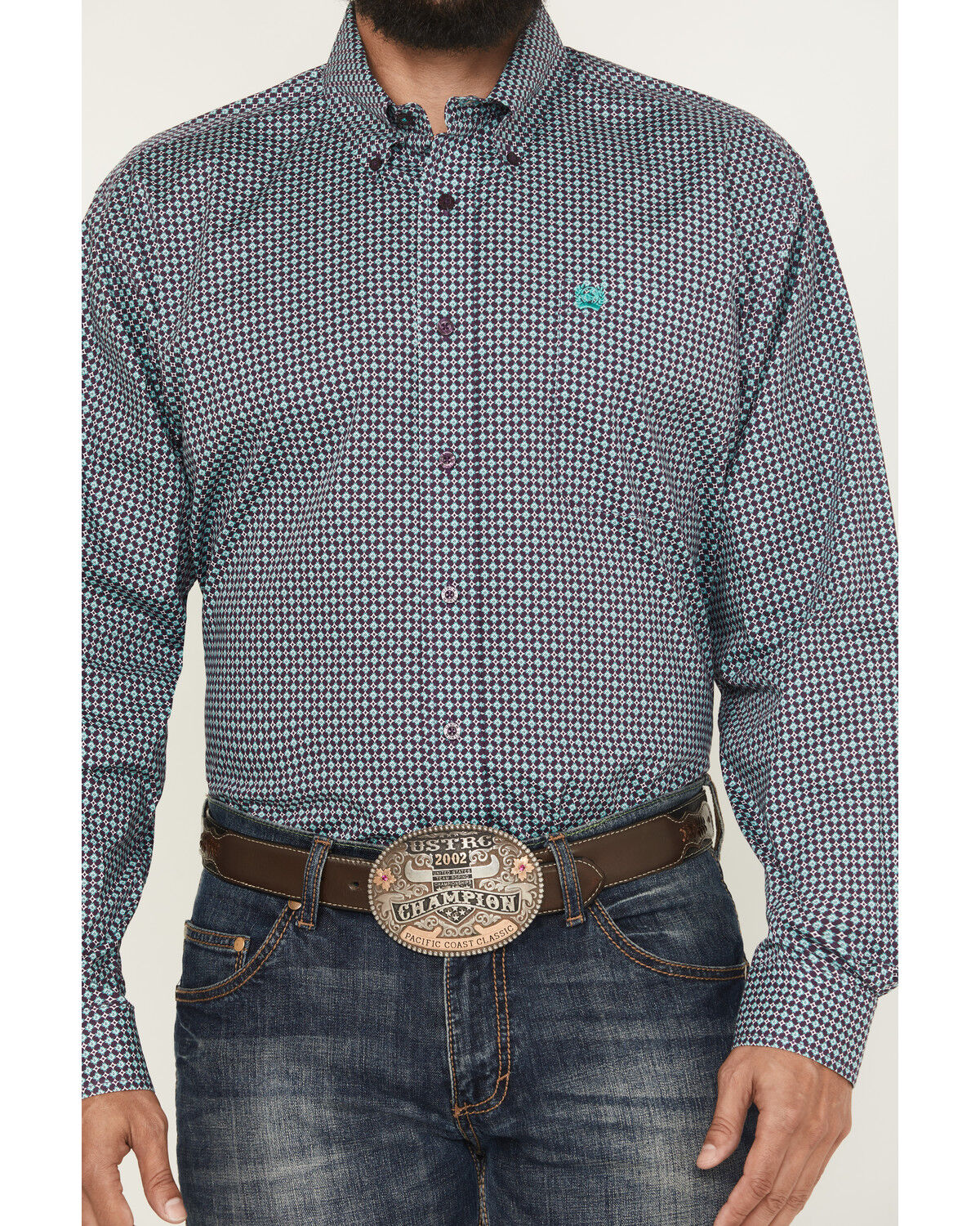 Image #3 - Cinch Men's Floral Geo Print Long Sleeve Button-Down Stretch Western Shirt, Purple, hi-res