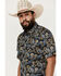 Image #2 - Cody James Men's 18 Carat Paisley Print Short Sleeve Snap Western Shirt, Navy, hi-res