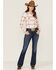 RANK 45 Women's Yarn Died Plaid Print Shirt, White, hi-res