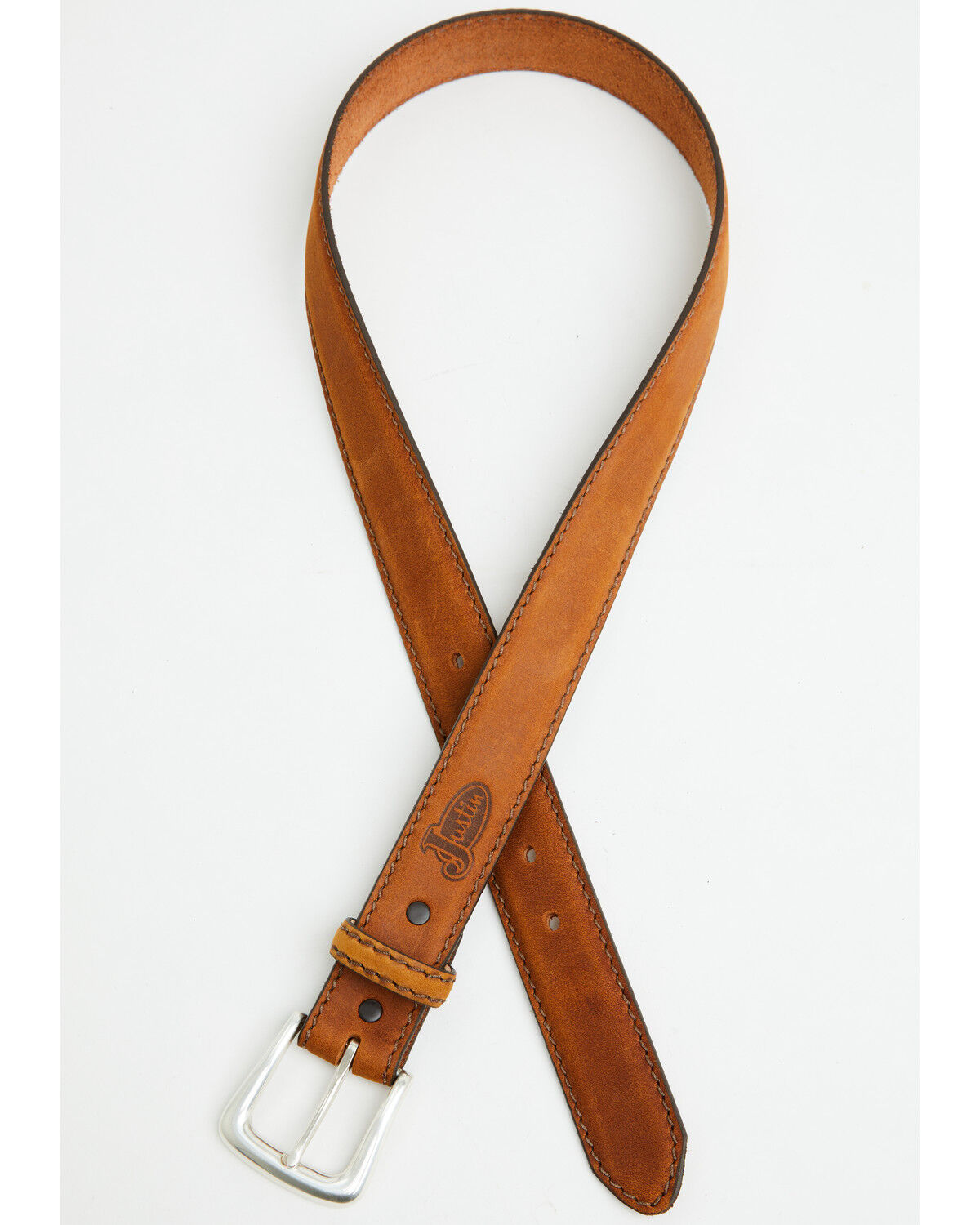 Image #2 - Justin Men's Work Sport Belt, Brown, hi-res