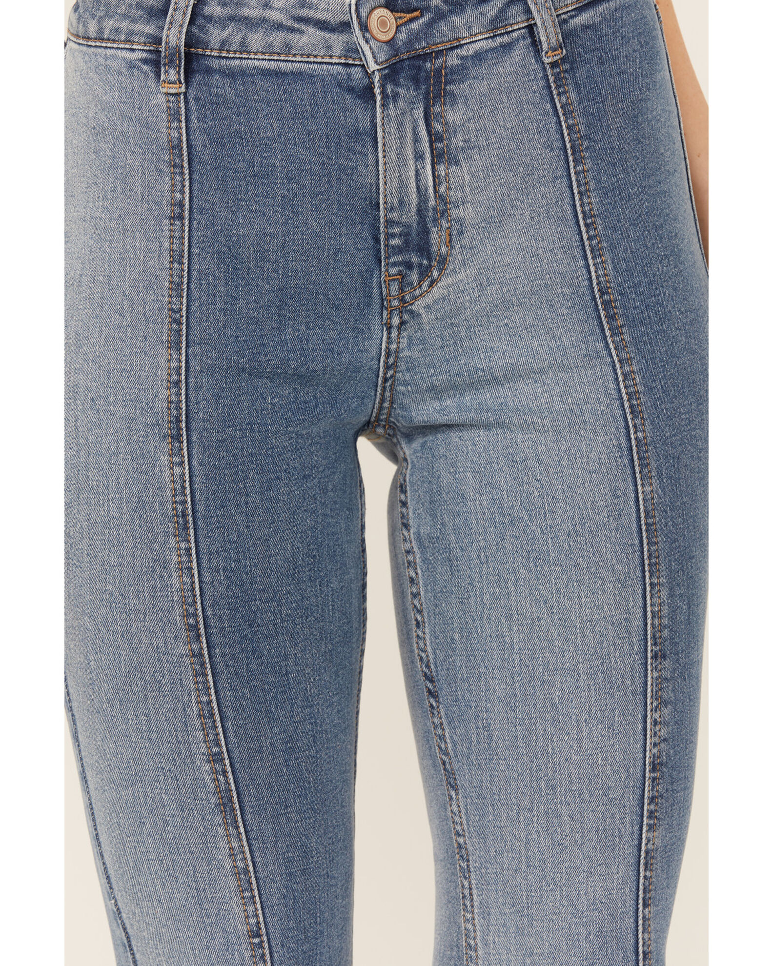 Product Name Shyanne Women's Medium Wash Luna High Rise Flare Stretch Denim Jeans