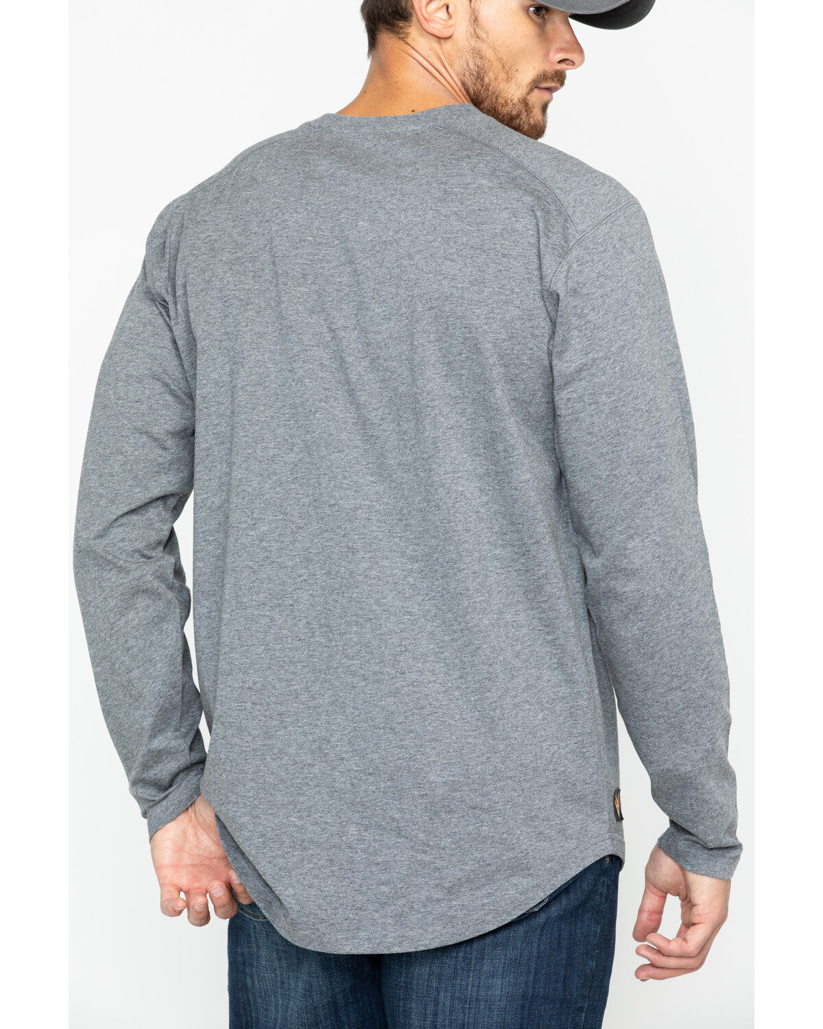 Image #2 - Hawx Men's Heather Gray Logo Crew Long Sleeve Work T-Shirt - Big, Heather Grey, hi-res