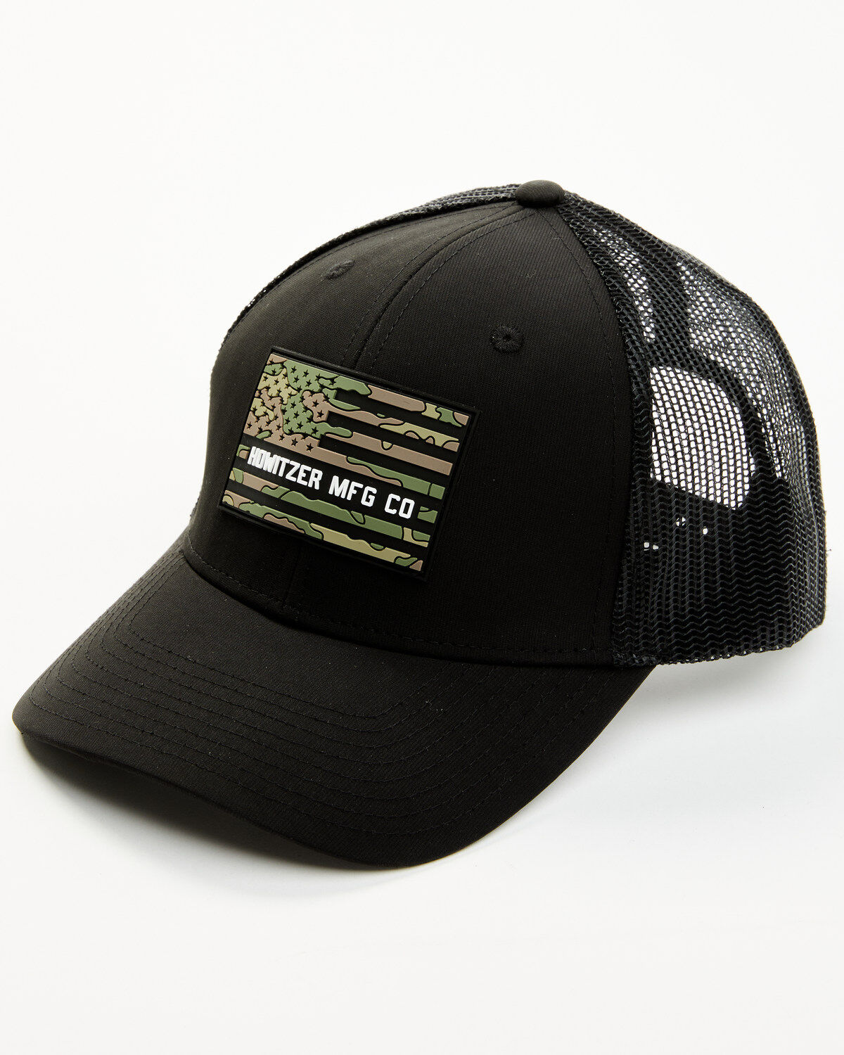 Image #1 - Howitzer Men's Camo Print Flag Patch Ball Cap, Black, hi-res