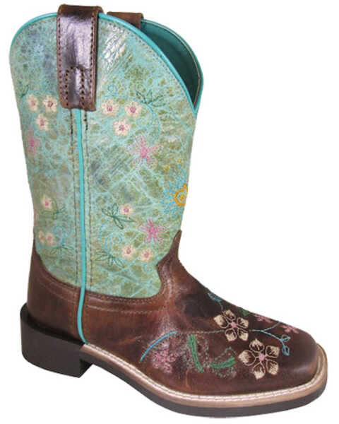Image #1 - Smoky Mountain Little Girls' Wildflower Western Boots - Broad Square Toe, Brown, hi-res