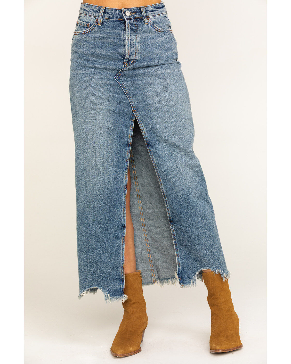 free people denim maxi skirt