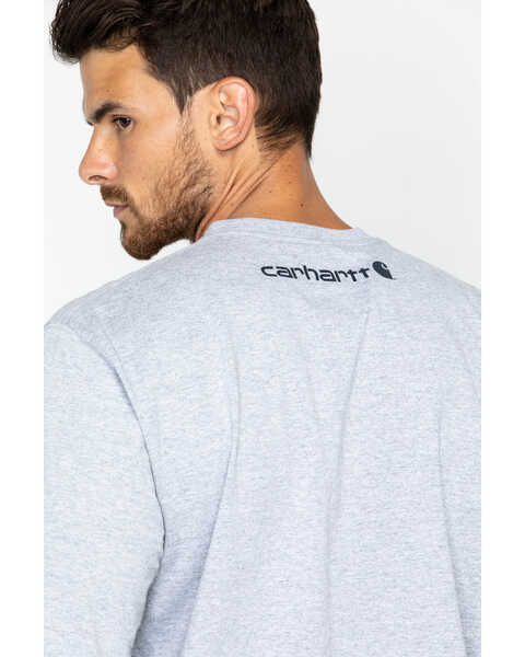 Carhartt Men's Loose Fit Heavyweight Long Sleeve Logo Graphic Work T-Shirt - Big & Tall, Hthr Grey, hi-res