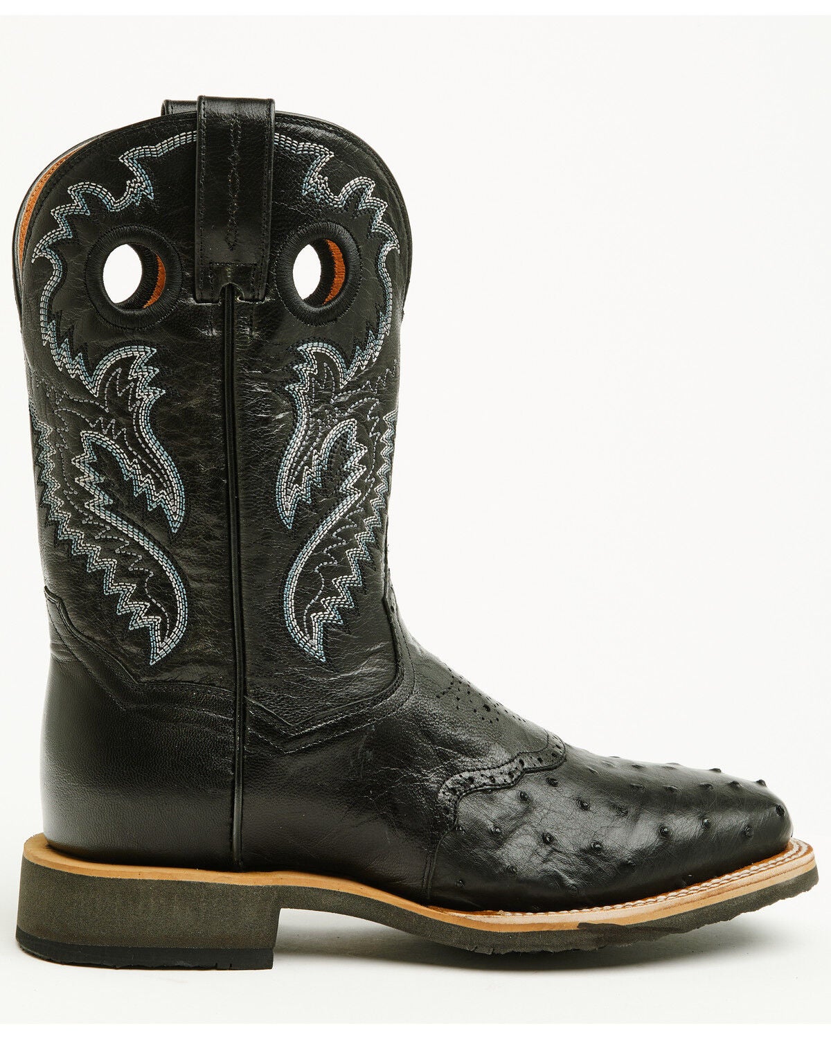 Image #2 - Dan Post Men's Exotic Full Quill Ostrich Martel Western Boots - Broad Square Toe, Black, hi-res