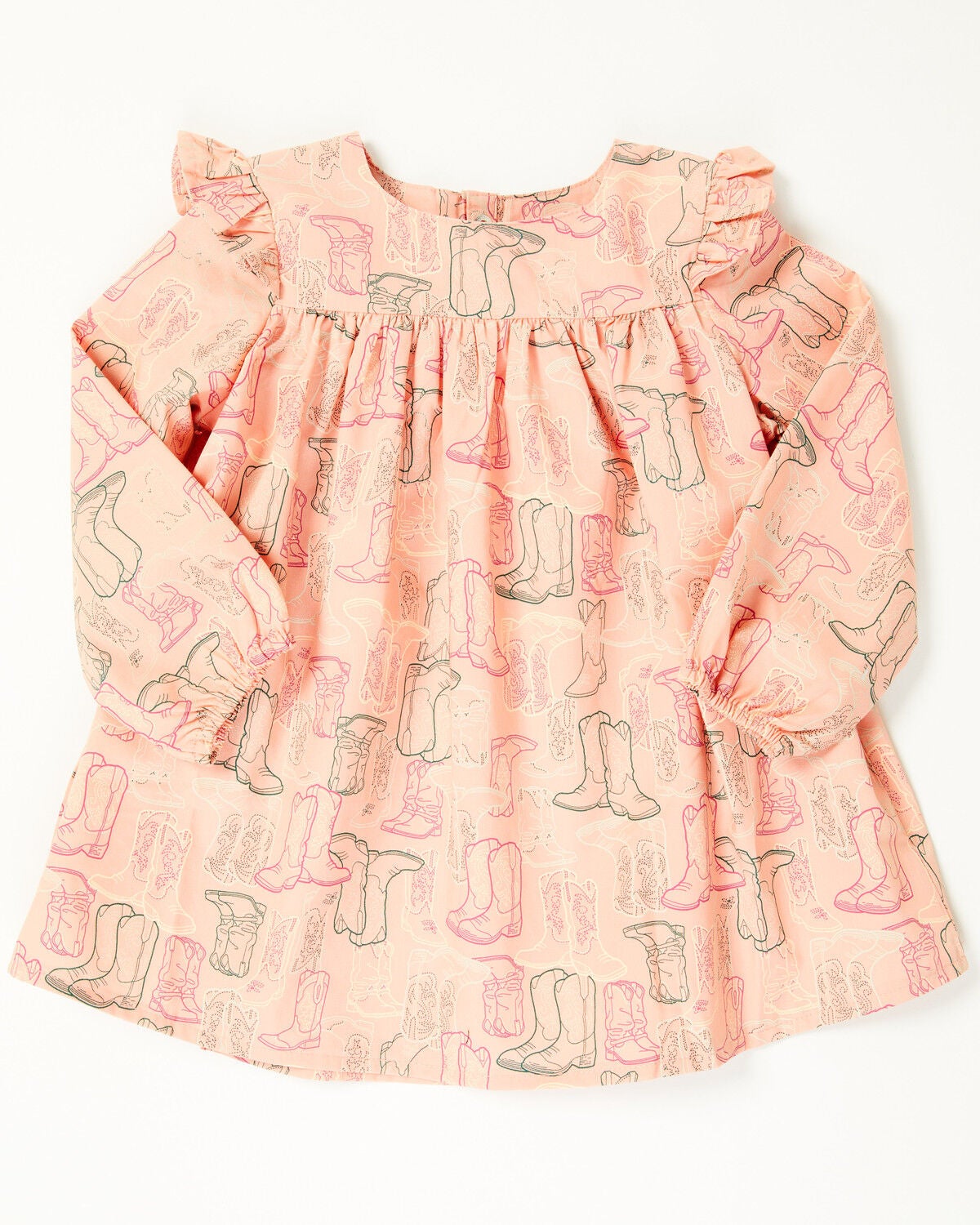 Wrangler Infant Girls' Printed Long Sleeve Snap Dress and Diaper Cover - 2 Piece, Pink, hi-res