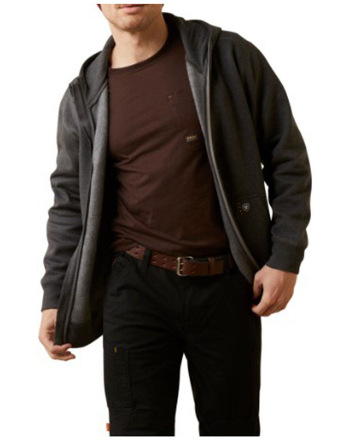 Ariat Men's Rebar Born For This Full Zip Hooded Jacket - Tall, Charcoal, hi-res