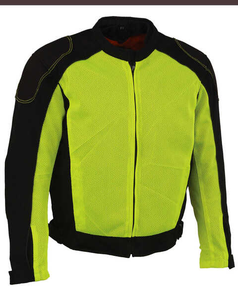 Milwaukee Leather Men's High Visibility Mesh Racer Jacket with Removable Rain Liner - 5X, Bright Green, hi-res