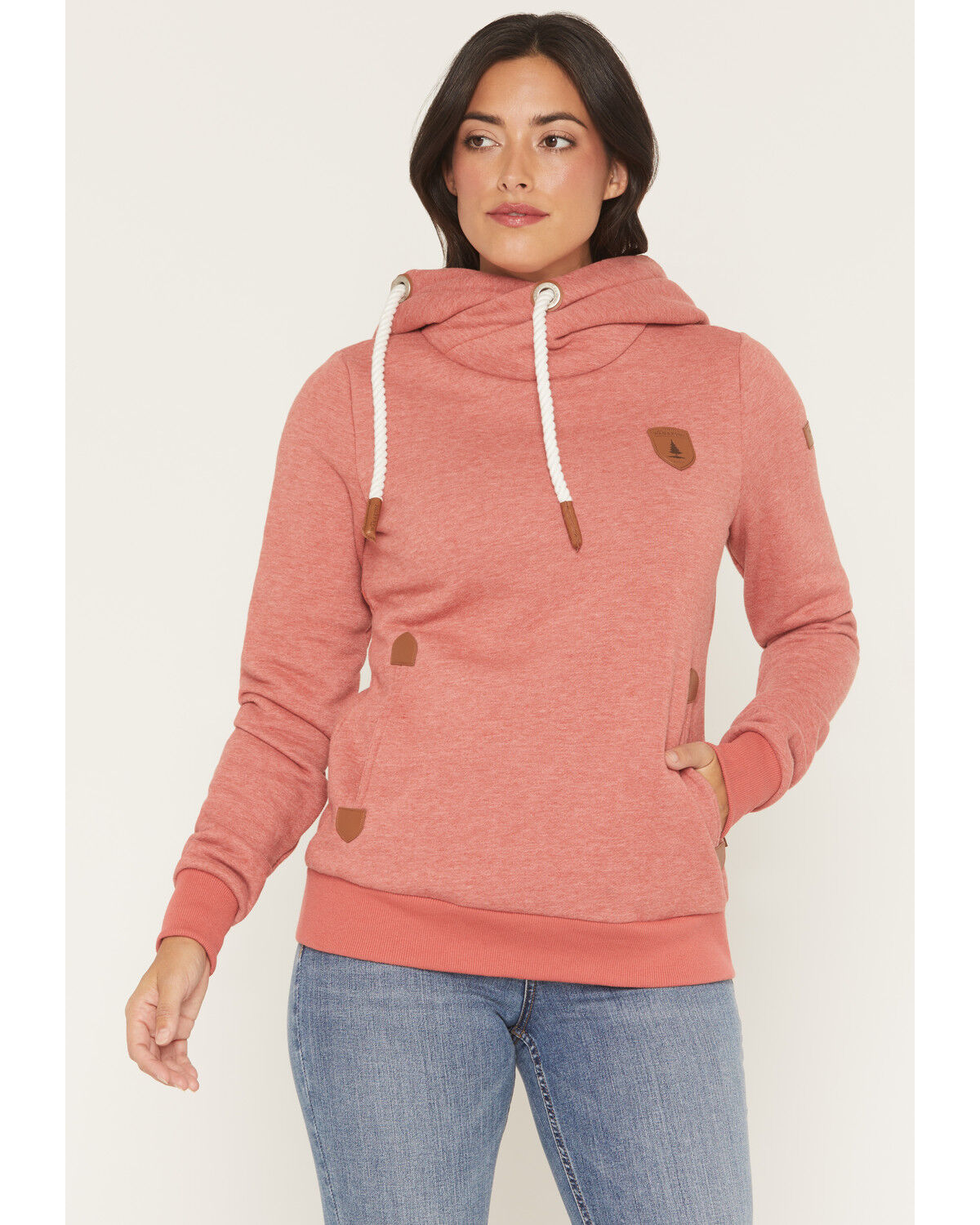 Image #1 - Wanakome Women's Artemis Cowl Neck Hoodie, Red, hi-res