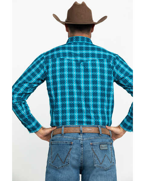 Image #2 - Wrangler Silver Edition Men's Teal Checotah Geo Print Long Sleeve Western Shirt , Teal, hi-res