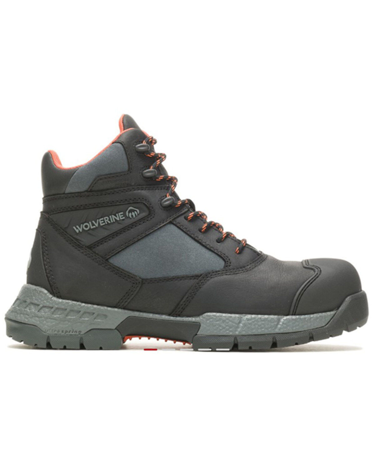 Image #2 - Wolverine Men's Rush Ultraspring™ 6" CarbonMAX Work Boots - Composite Toe, Black, hi-res